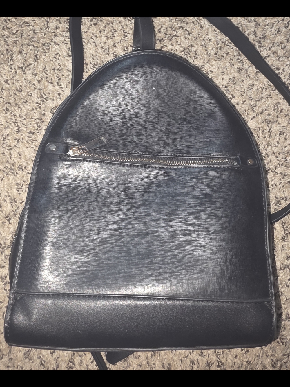 Zara Black Leather-Look Mini Backpack